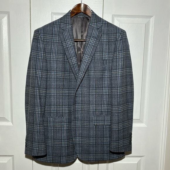 JB Britches Grey & Navy plaid Sport Coat - Picture 1 of 6